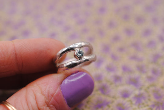 Organic Ring with Montana Sapphire; Size 5.5