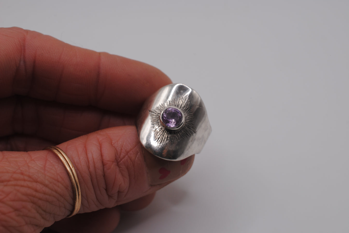 Adjustable Amethyst Ring; Size 7.5