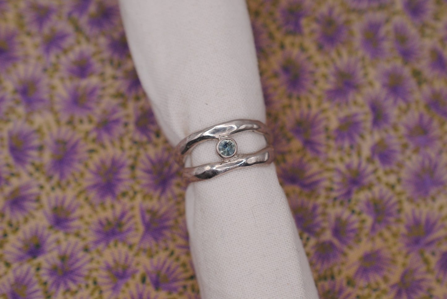 Organic Ring with Montana Sapphire; Size 5.5
