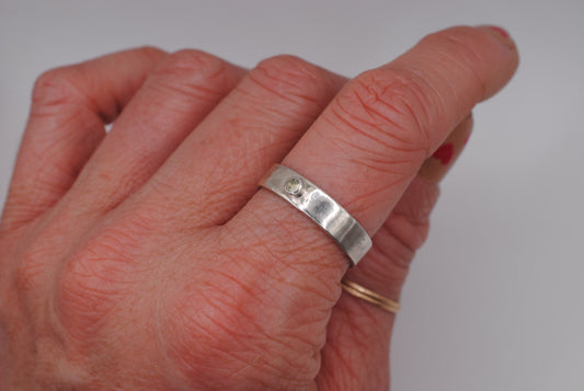 Flat Band with Montana Sapphire; Size 9.75