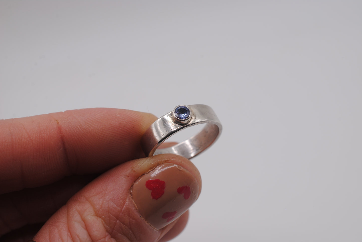 Flat Band with Tanzanite; Size 6