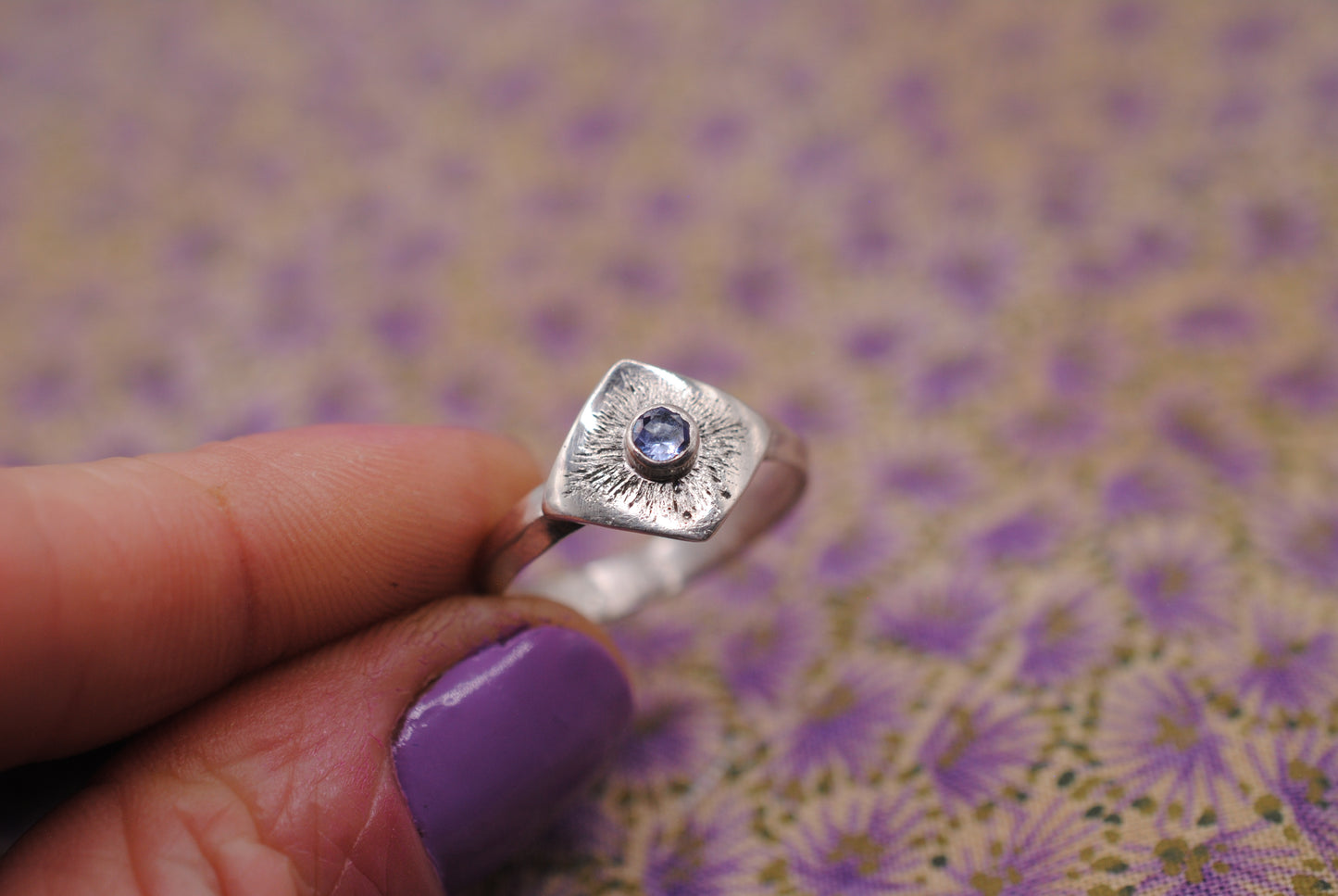 Etched Geometric Ring; Size 8.75