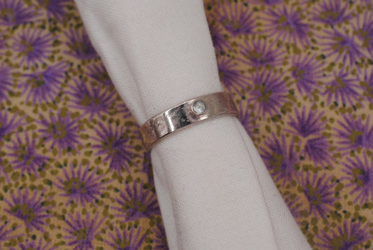 Flat band with Montana Sapphire; Size 6.75