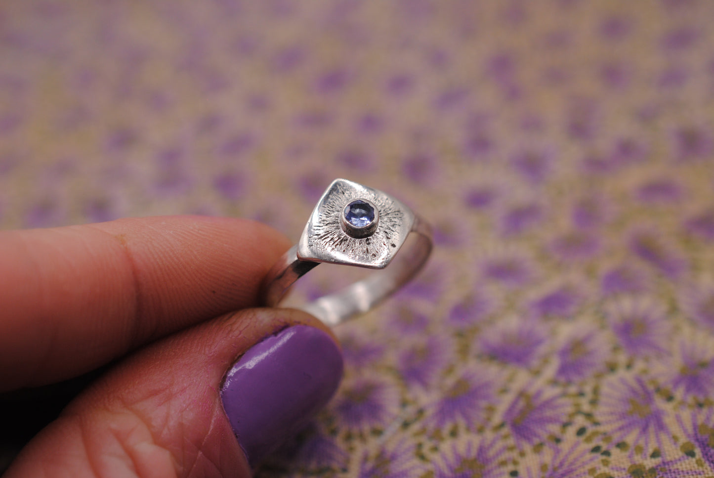 Etched Geometric Ring; Size 8.75