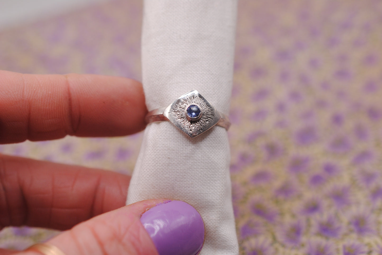Etched Geometric Ring; Size 8.75