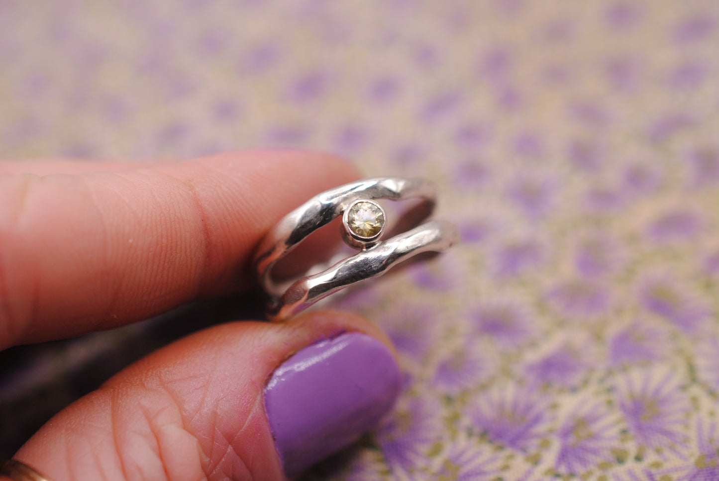 Organic Ring with Montana Sapphire Size 7.5