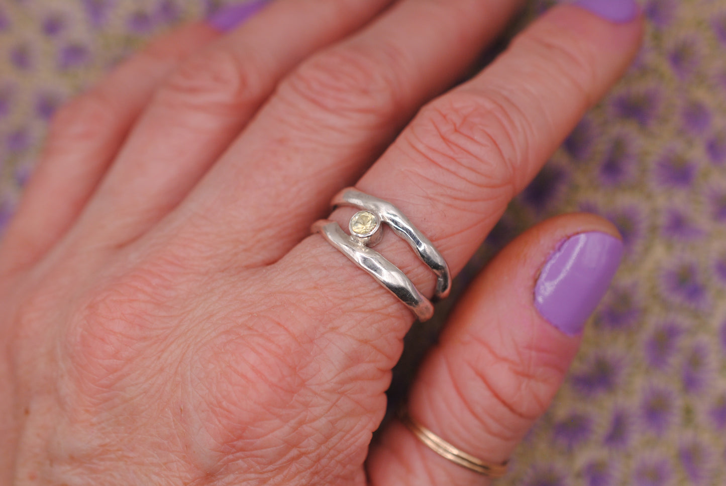 Organic Ring with Montana Sapphire Size 7.5