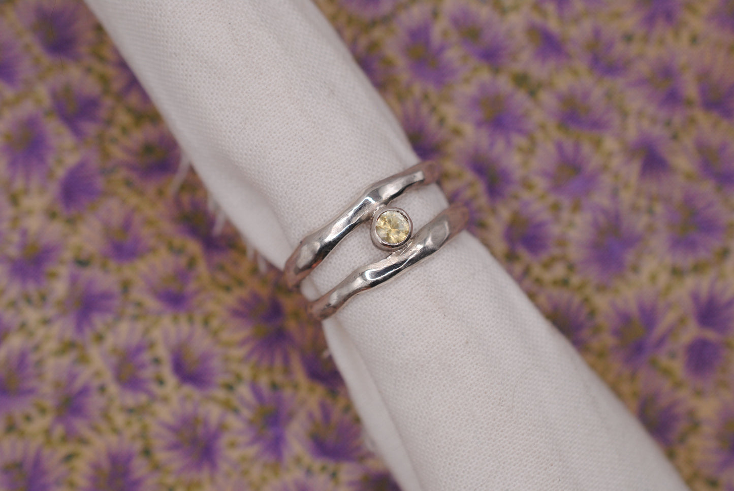 Organic Ring with Montana Sapphire Size 7.5