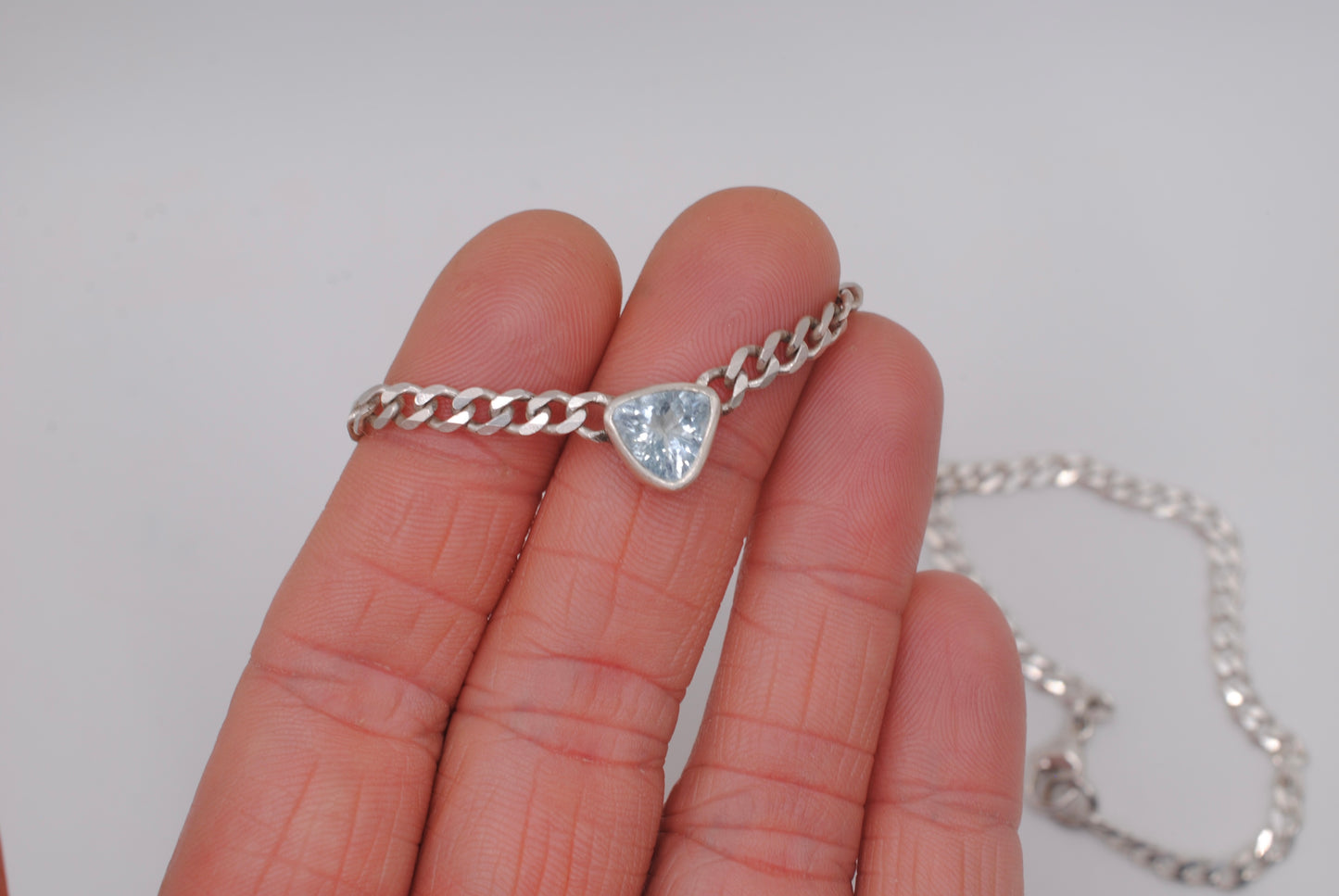Aquamarine Curb Chain Necklace