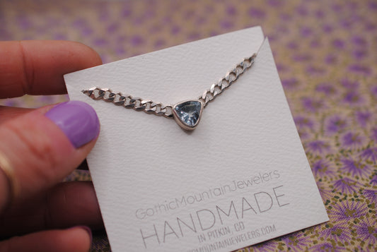 Aquamarine Curb Chain Necklace