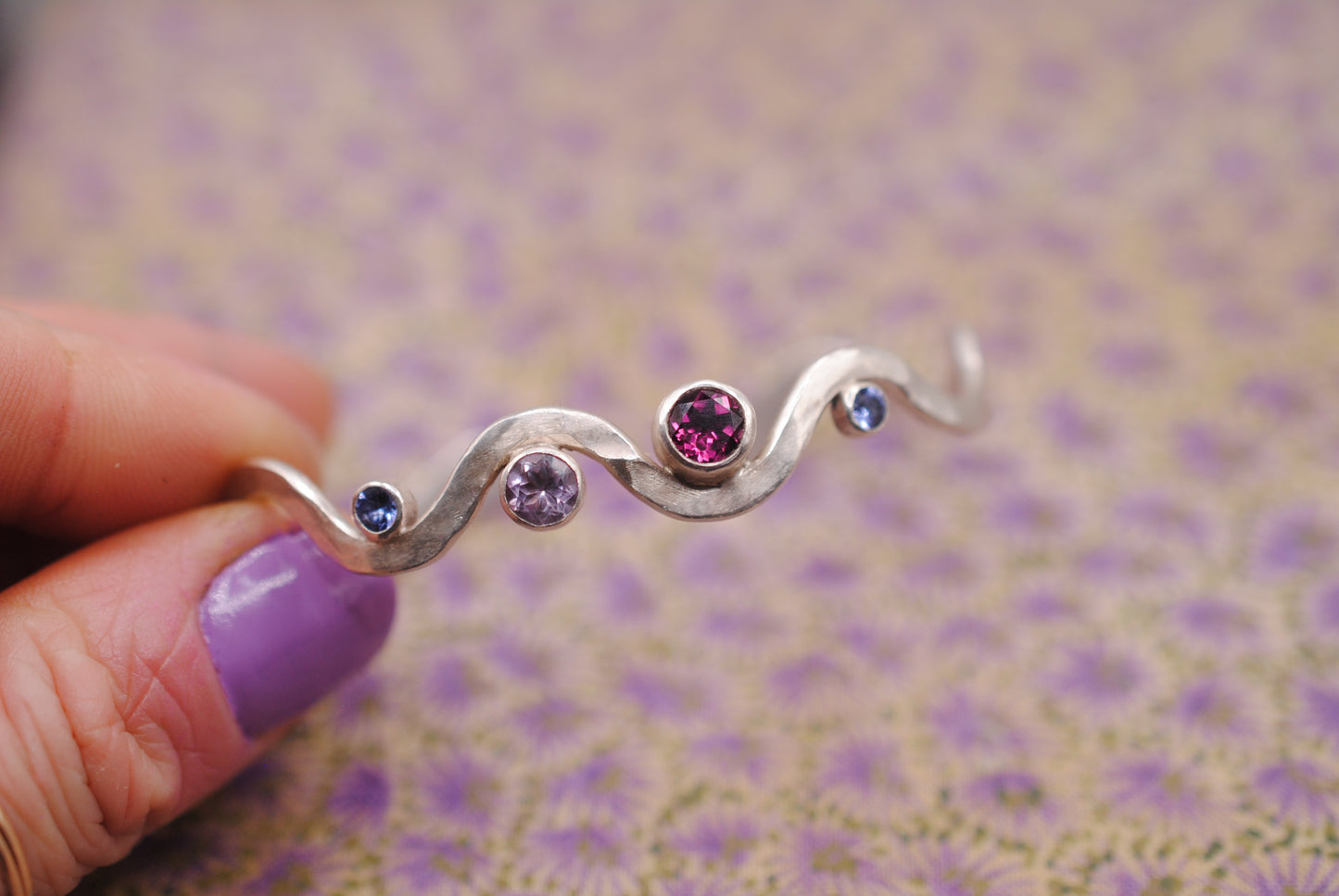 Wavy Gemstone Cuff