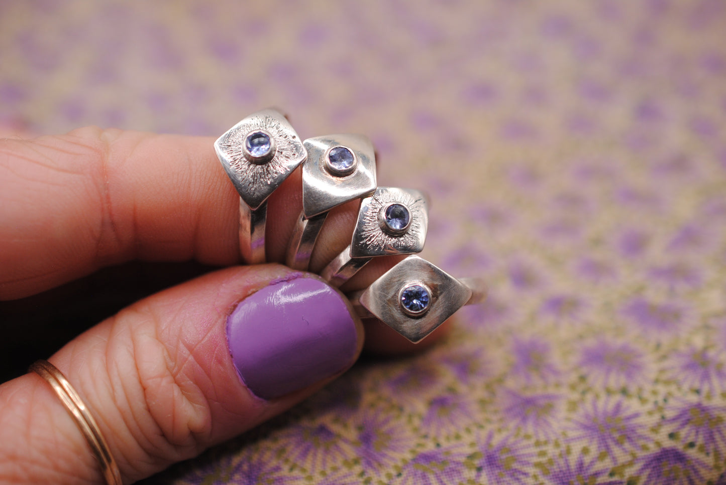 Etched Geometric Ring; Size 8.75