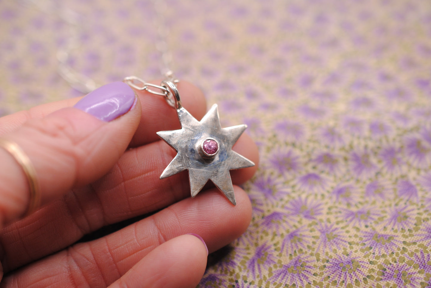 Pink Tourmaline Starburst Pendant