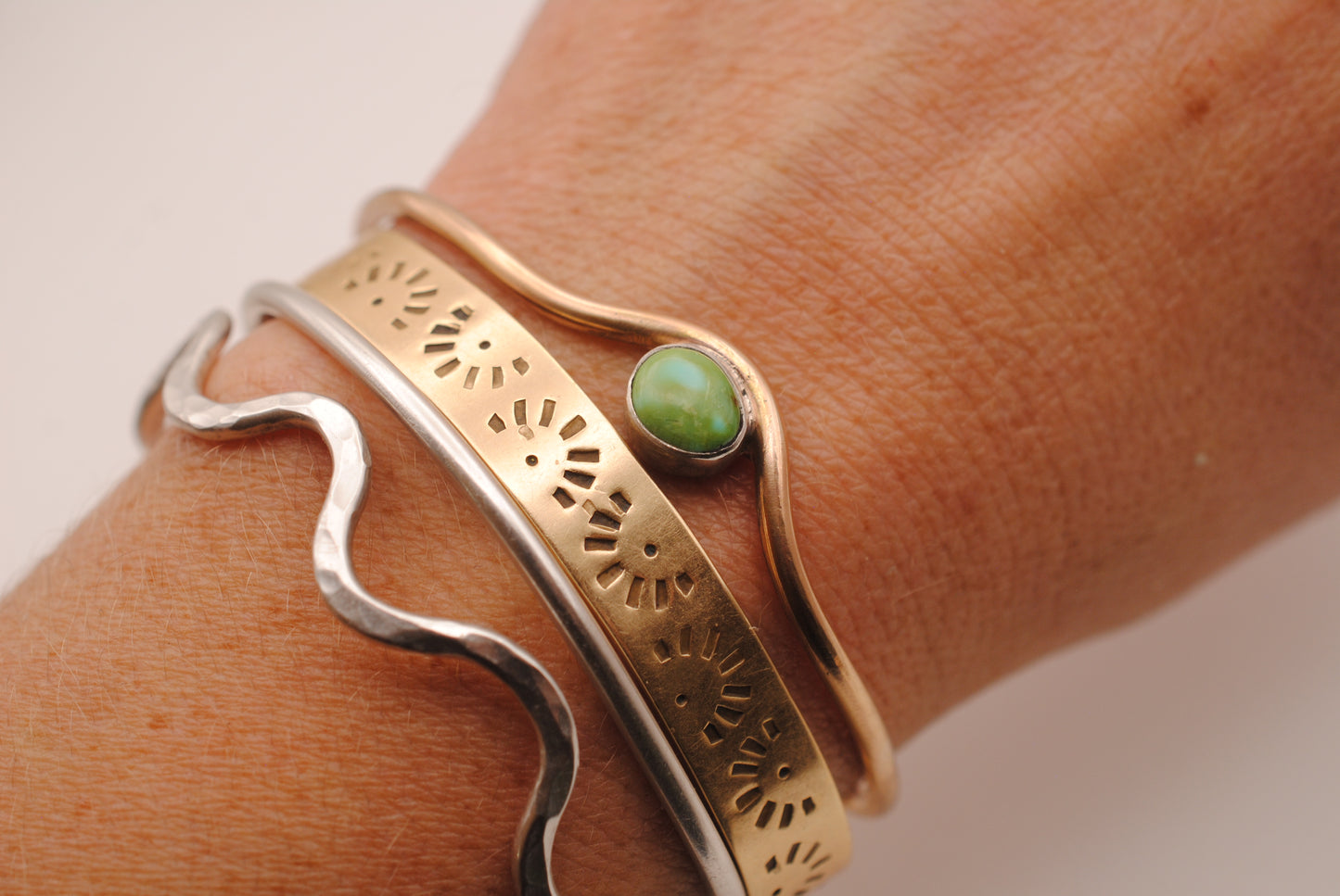 Gold Filled Turquoise Wave Cuff