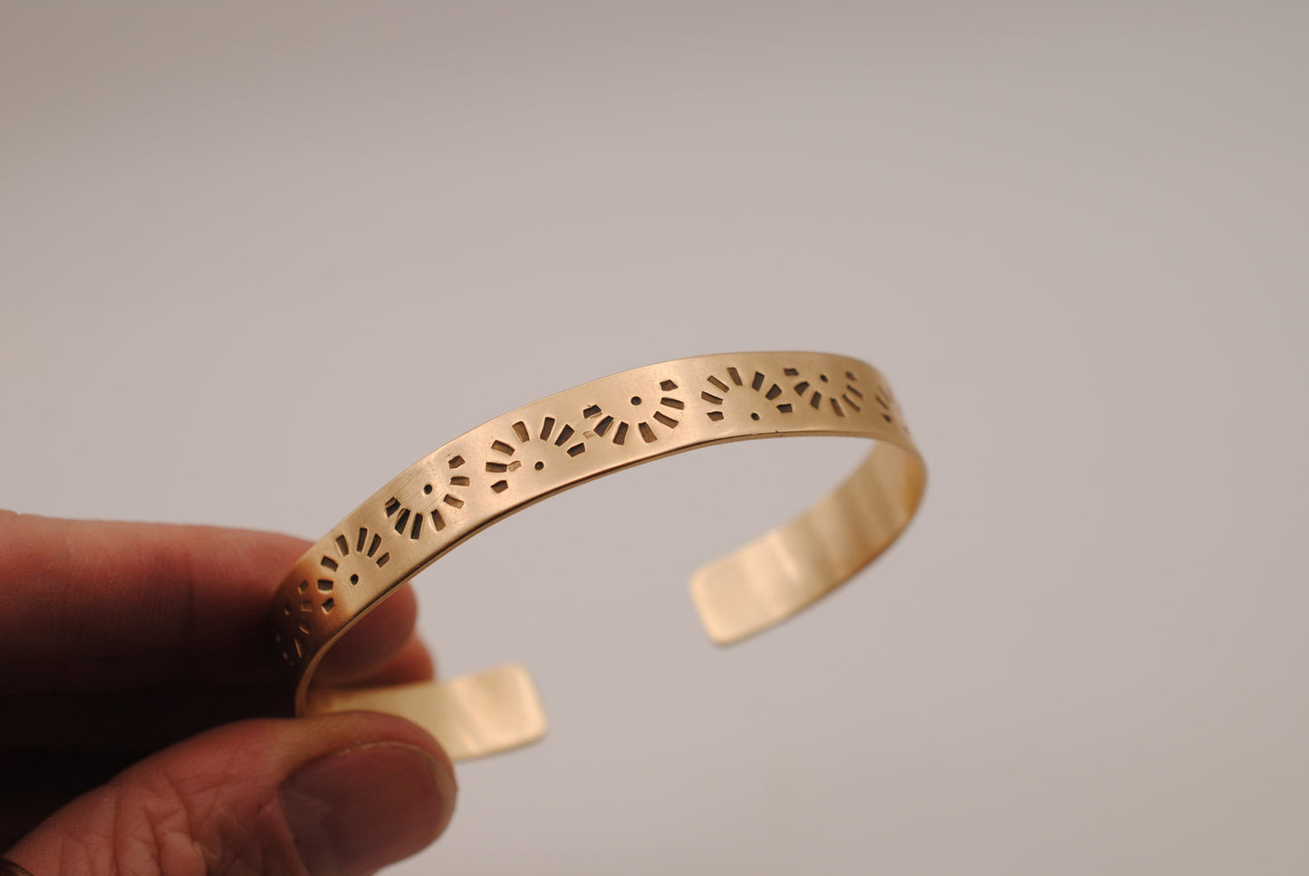 Flower Pattern Brass Cuff