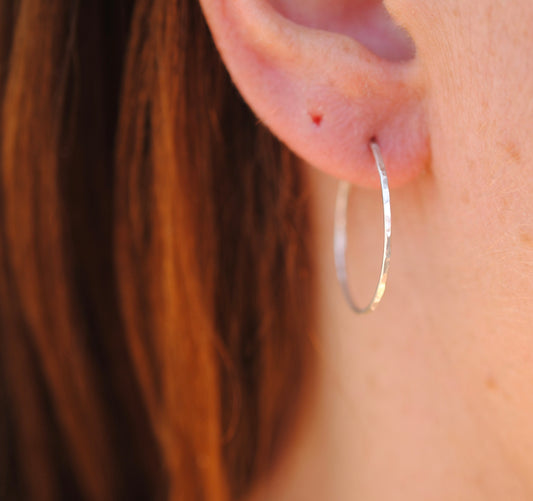 Simple silver hoops