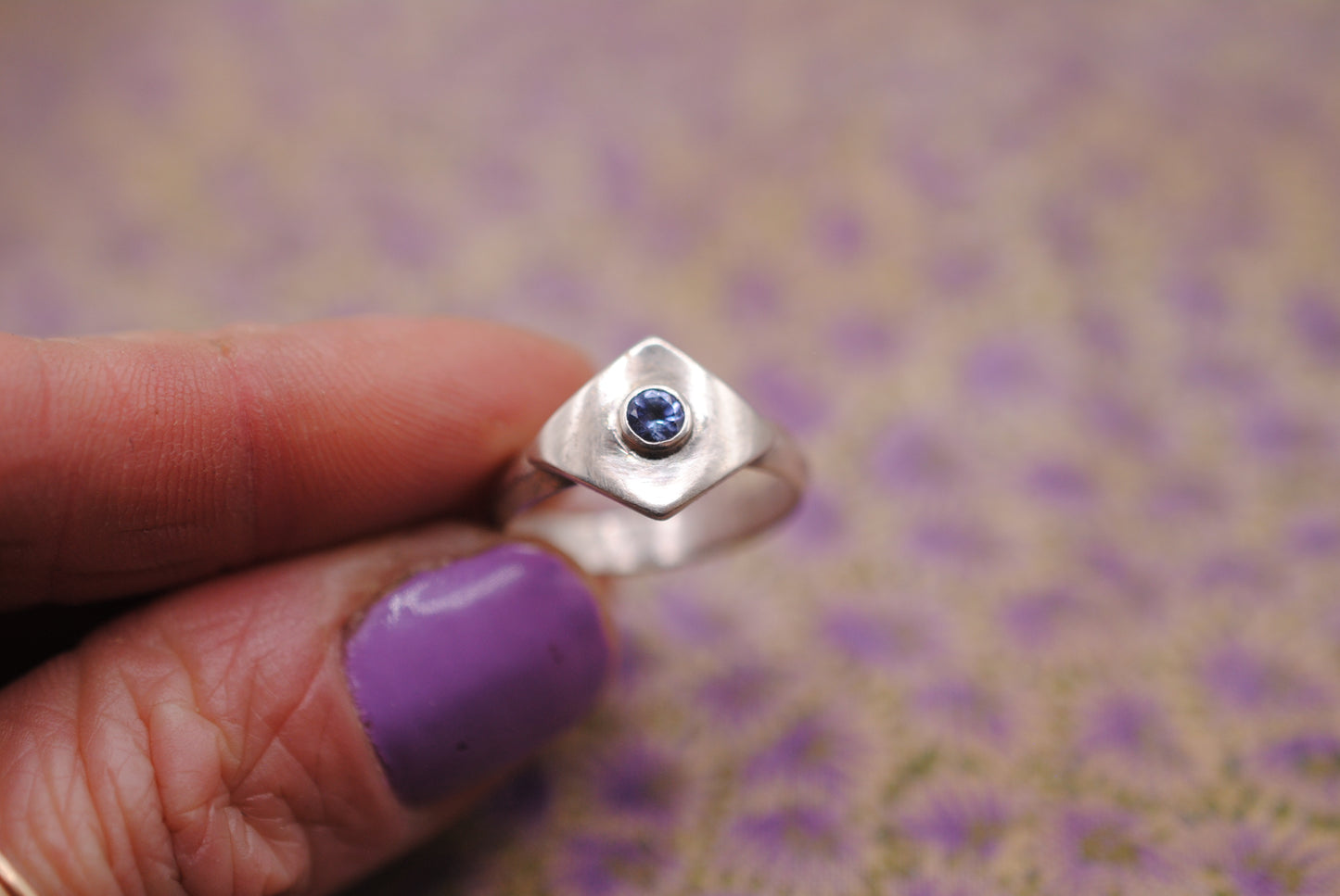 Geometric Ring with Tanzanite; Size 6.5