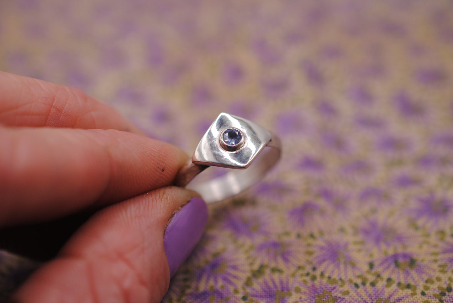 Geometric Ring with Tanzanite; Size 6.5