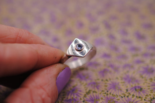 Geometric Ring with Tanzanite; Size 6.5