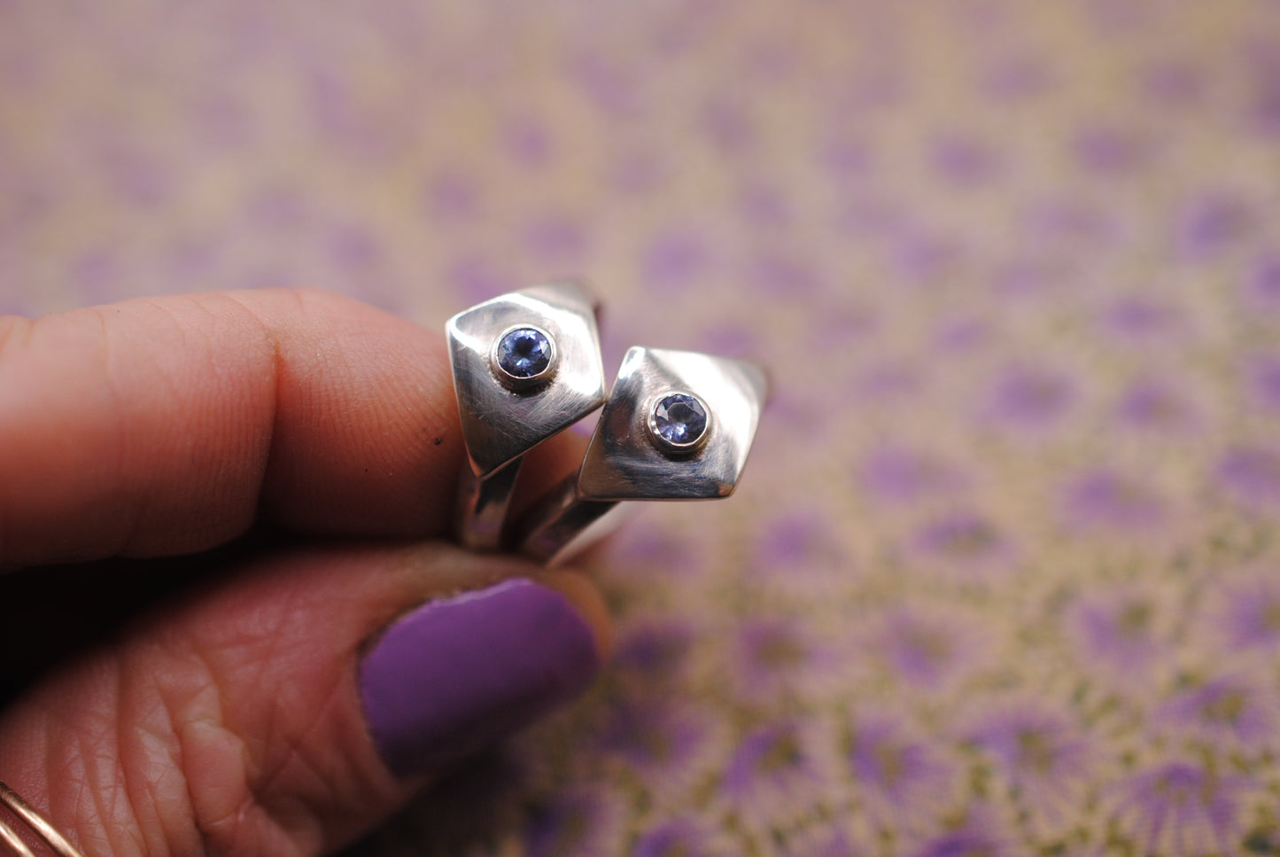 Geometric Ring with Tanzanite; Size 6.5
