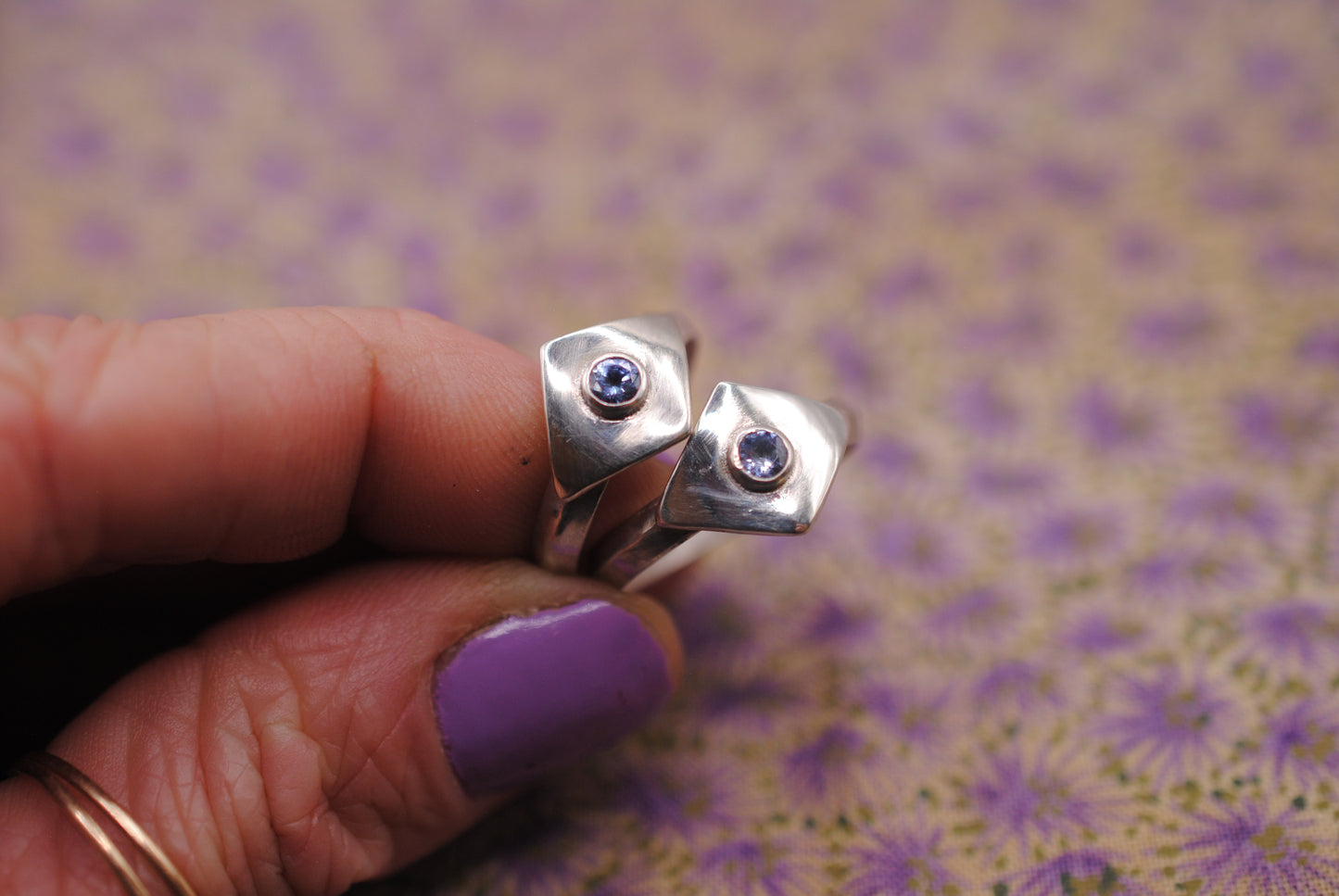 Geometric Ring with Tanzanite; Size 8