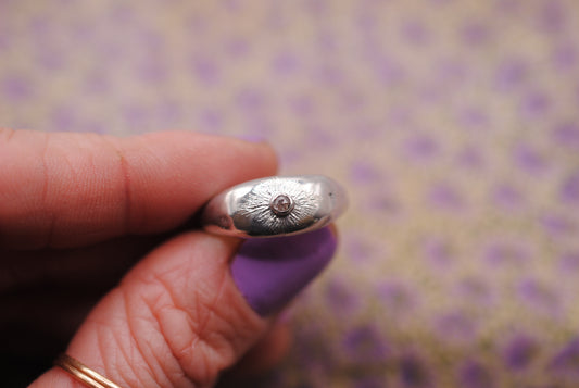 Etched Starburst Diamond Ring; Size 5