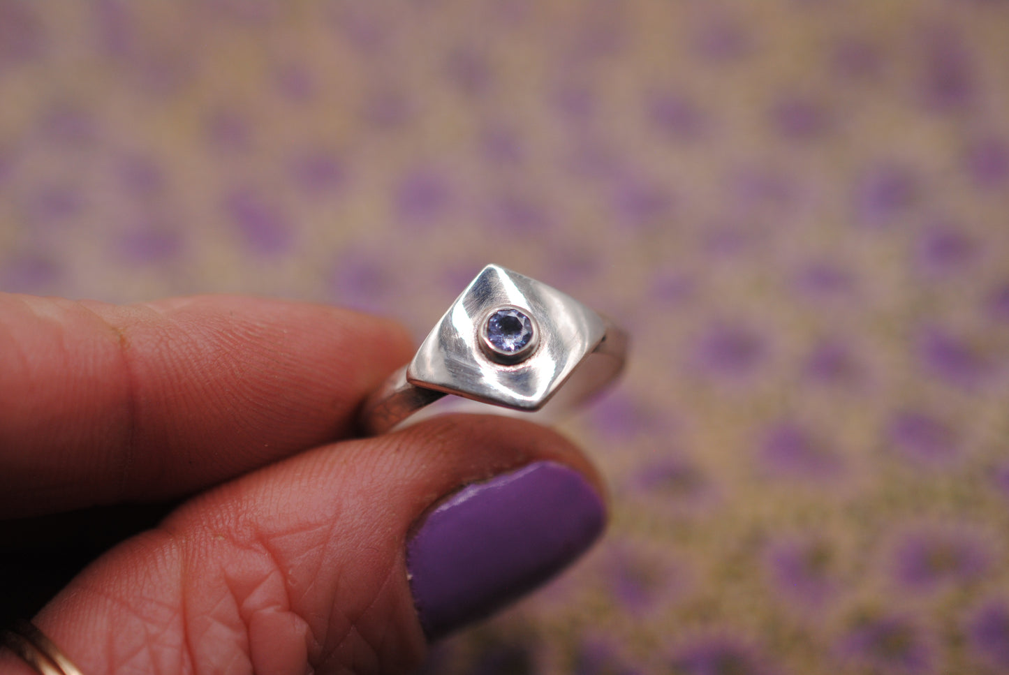 Geometric Ring with Tanzanite; Size 8