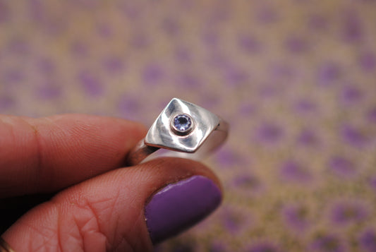 Geometric Ring with Tanzanite; Size 8
