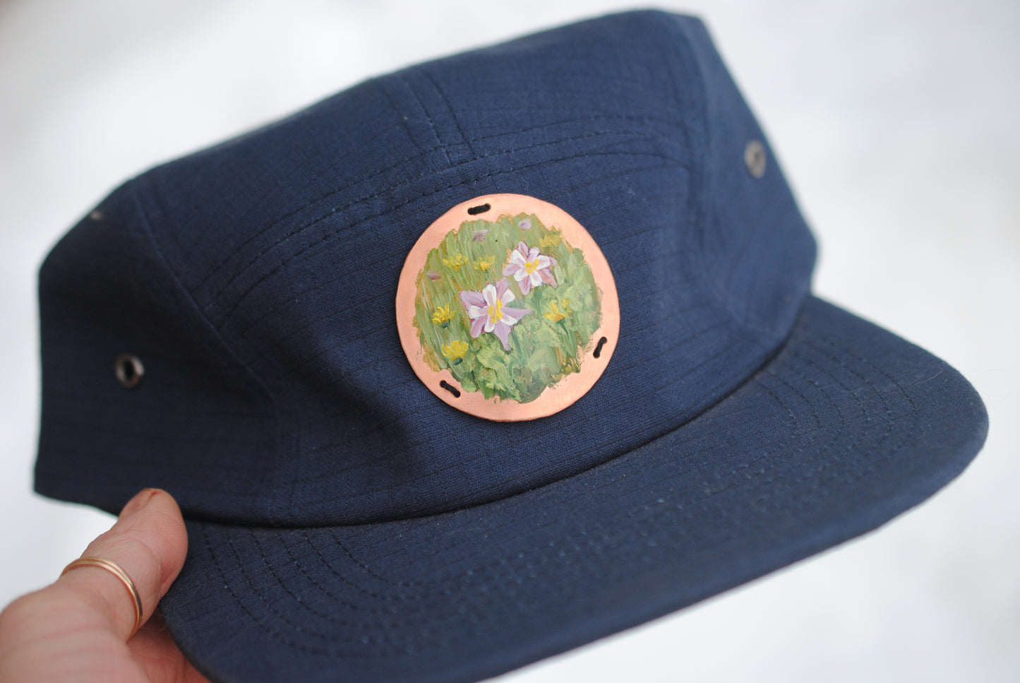 Handpainted Columbine Flower Hat