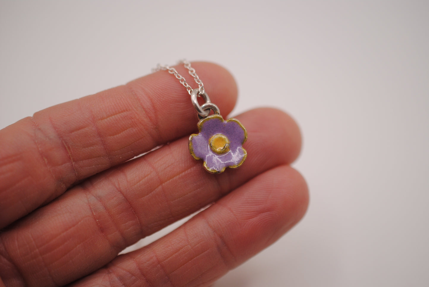 Aster Flower Enamel Pendant