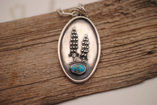 Lupine Flower Turquoise Pendant