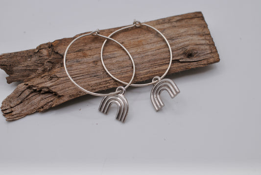 Silver Rainbow Hoops