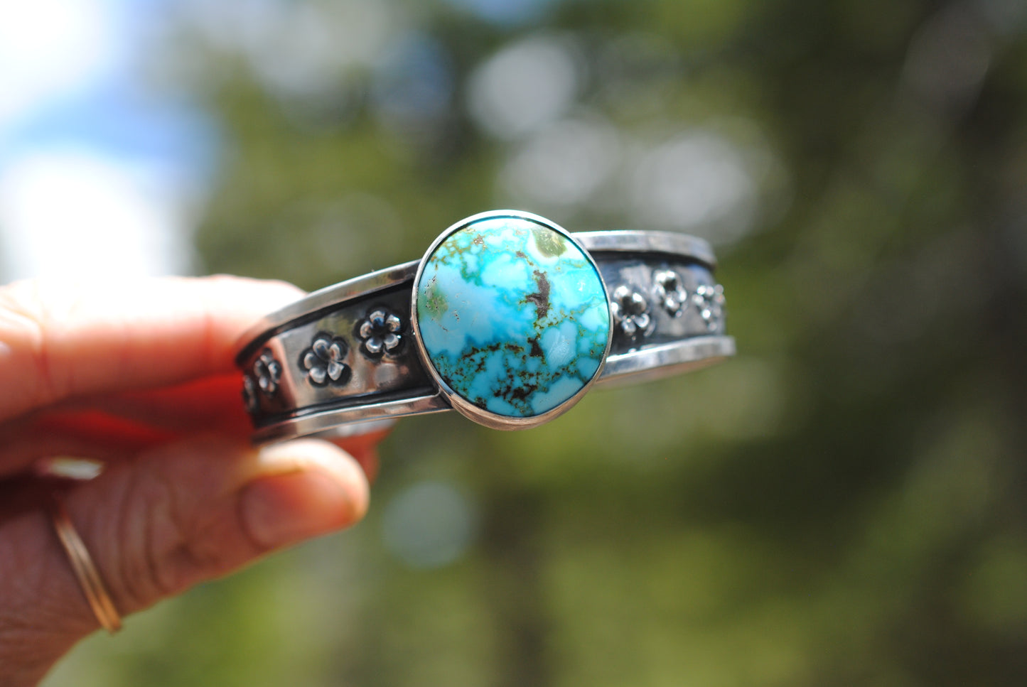 Turquoise Flower Cuff