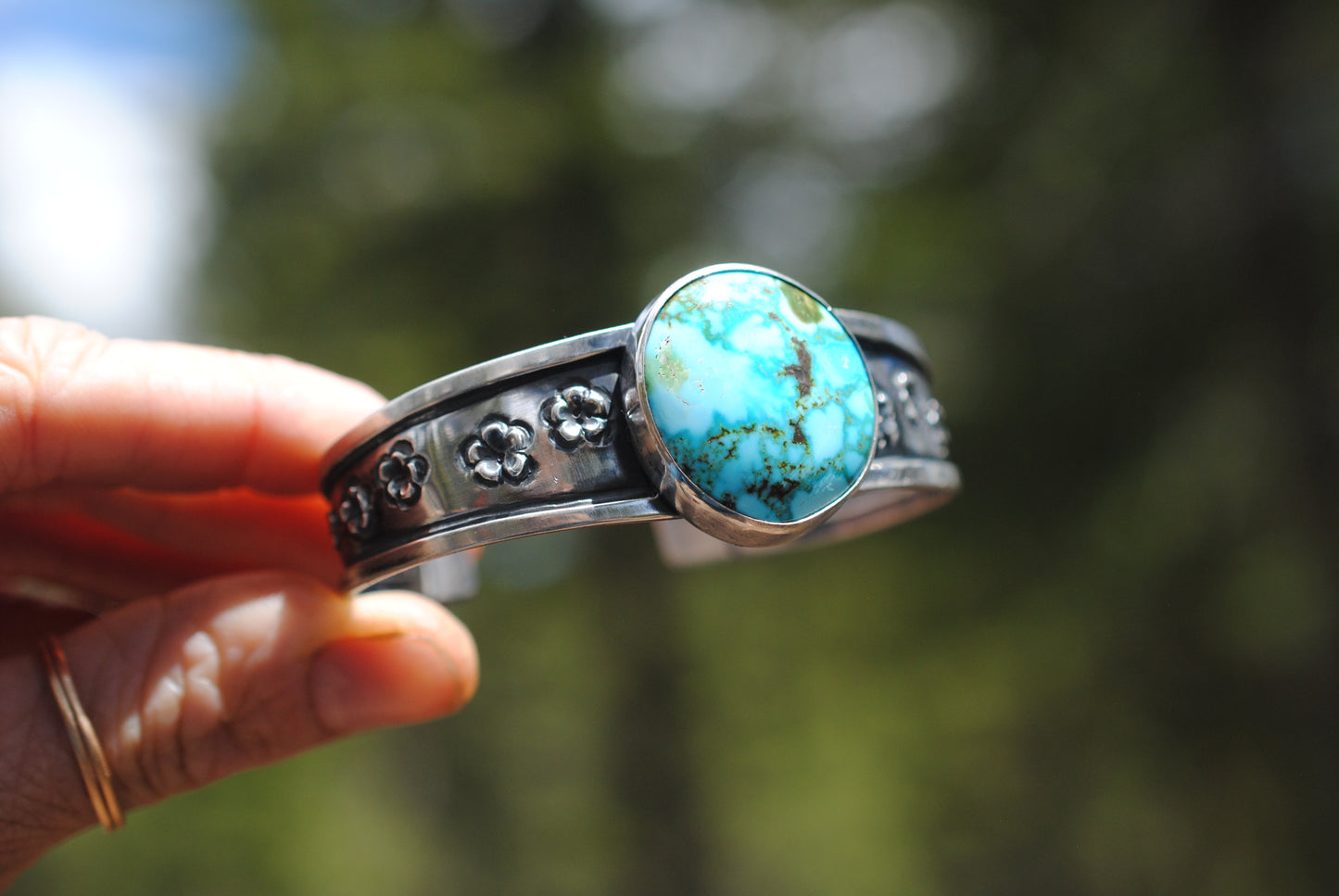 Turquoise Flower Cuff