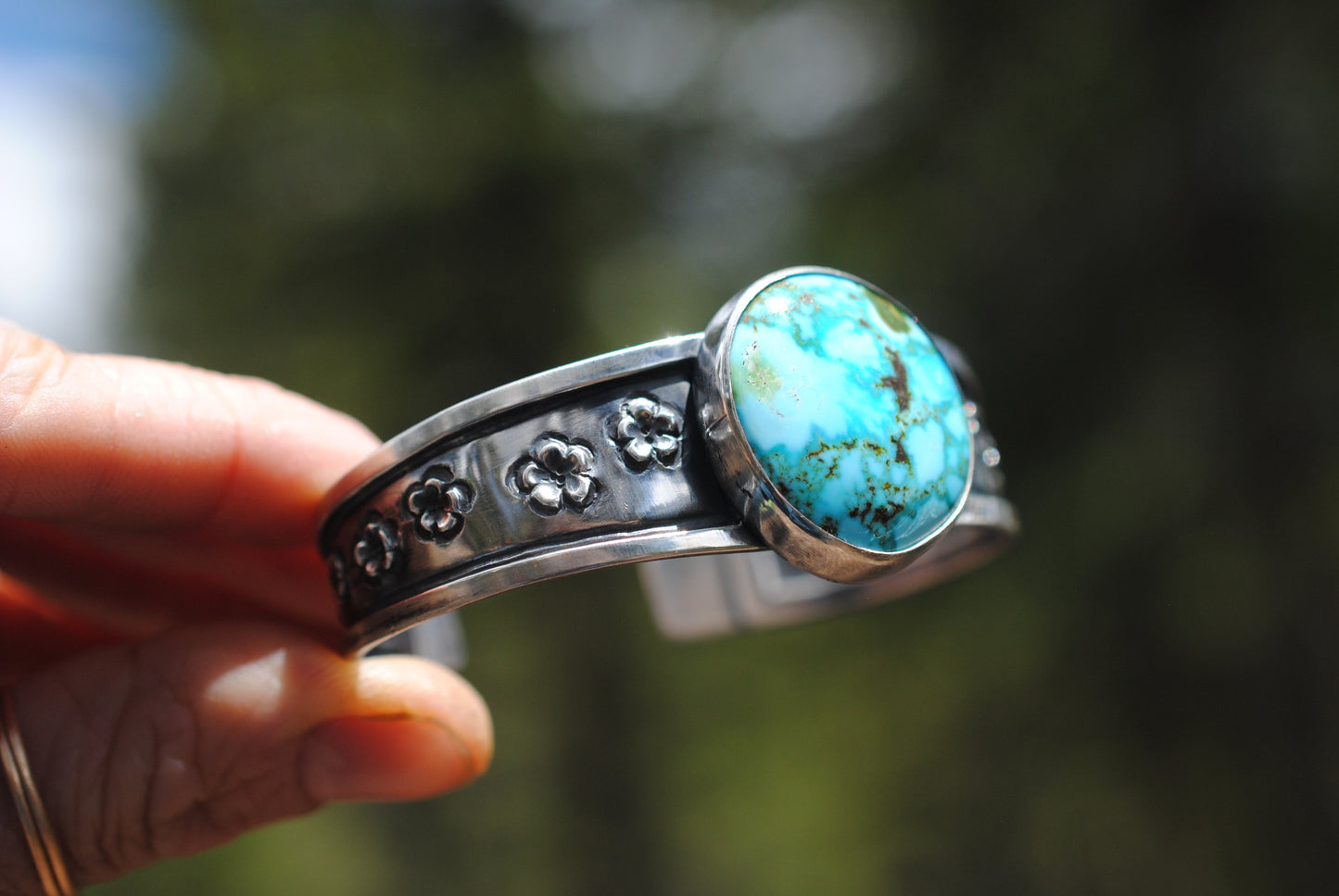 Turquoise Flower Cuff