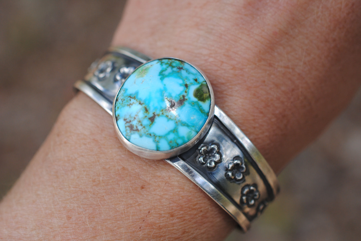 Turquoise Flower Cuff