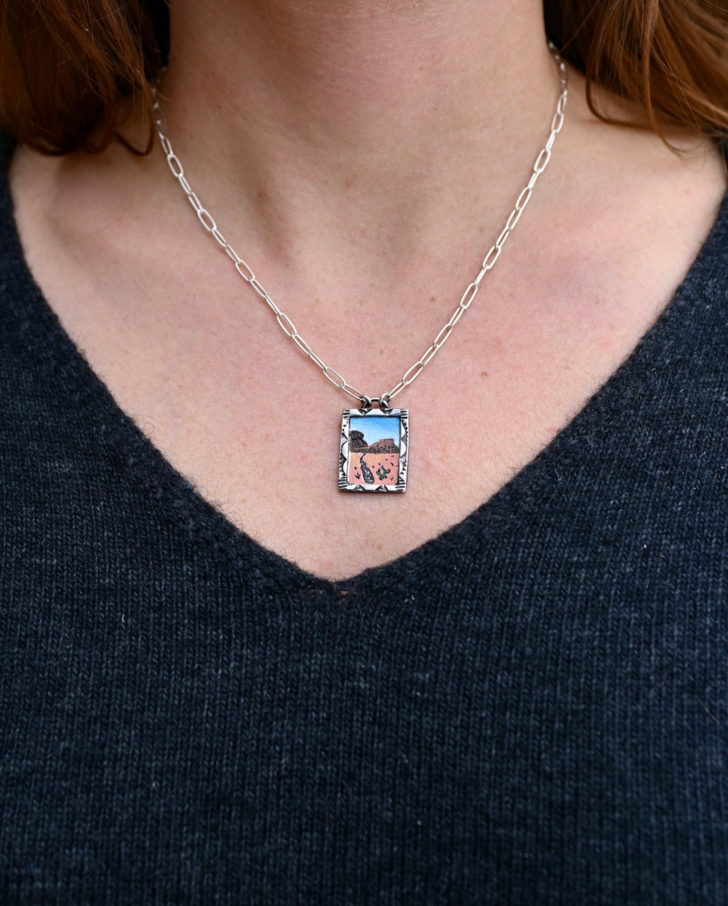 'Moab" Mini Oil Painting Necklace