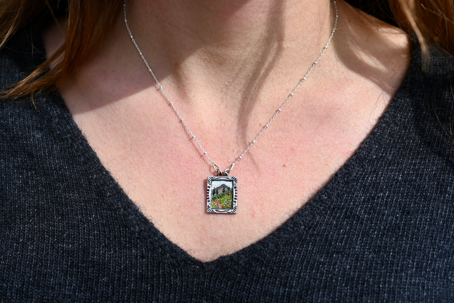 "Summer Trail" Mini Oil Painting Necklace